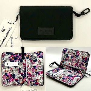 Vera Bradley Ultralight Black and Floral RDIF Bifold Wallet NWT